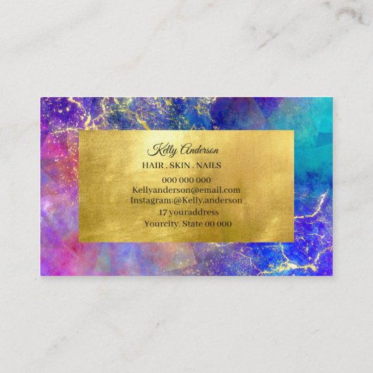 Opal Gold Texturen Marmor Visitenkarte (Rückseite)