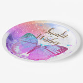 Opal  Golden Rainbow Schimmer Schmetterlinge Pappteller (Schrägansicht)
