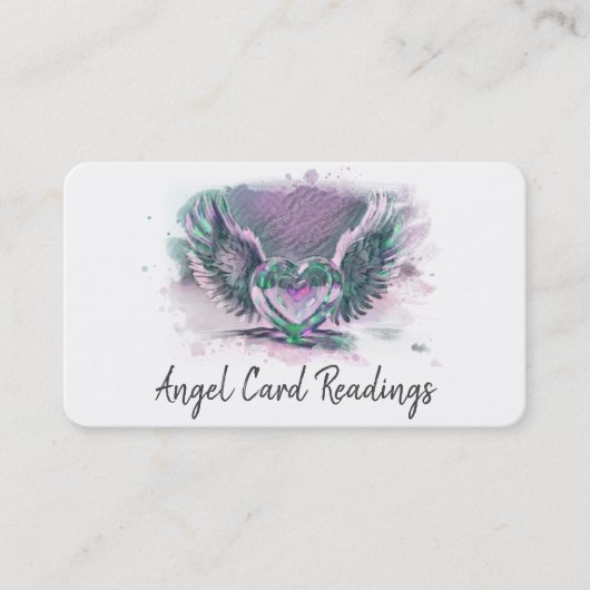 *~* Opal Heart Angel Wings AP78 QR Pastel Visitenkarte (Vorderseite)