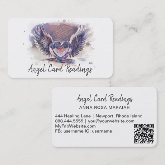 *~* Opal Heart Angel Wings AP78 Strong Lines QR Visitenkarte (Vorne/Hinten)