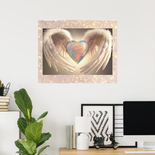 *~*~ Opal Heart Angel Wings Feather AP78 Poster