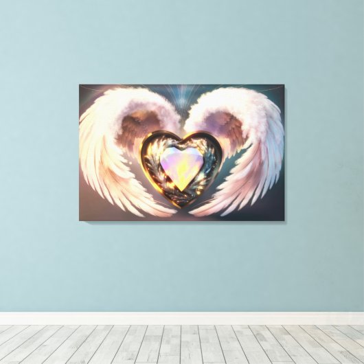 *~* Opal Heart Angel Wings Topaz AP78 Leinwanddruck (Insitu (Holzboden))