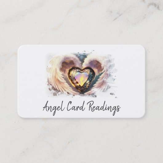 *~* Opal Heart White Gold Angel Wings AP78 QR Visitenkarte (Vorderseite)
