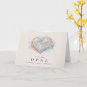 Opal Herz Geburtsstein Karte (Gelbe Blume)