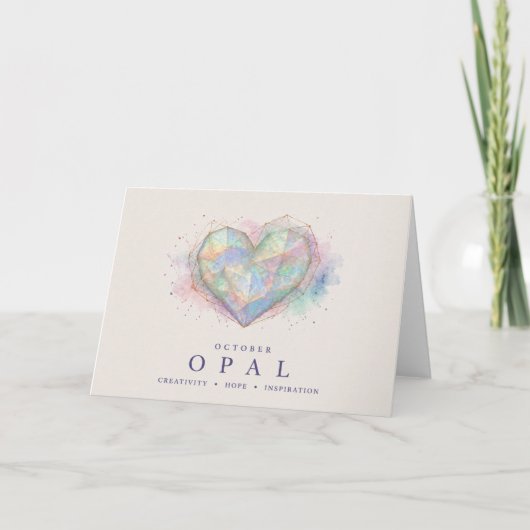 Opal Herz Geburtsstein Karte (Vorderseite)