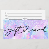 Opal-Hintergrund-falscher Glitter-Geschenkgutschei (Vorne/Hinten)