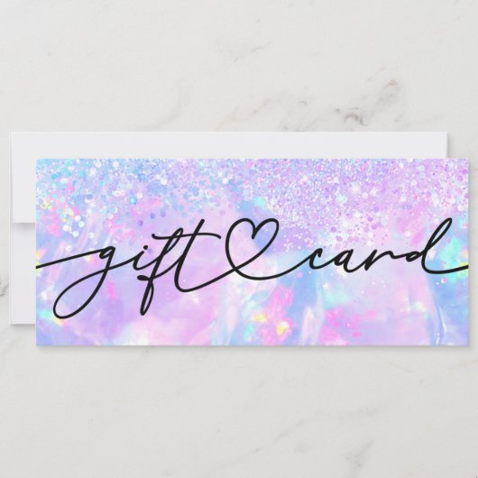 Opal-Hintergrund-falscher Glitter-Geschenkgutschei (Vorderseite)