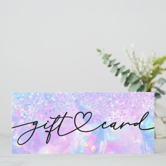 Opal-Hintergrund-Imitate Glitzer Geschenkgutschein (Stehend Vorderseite)