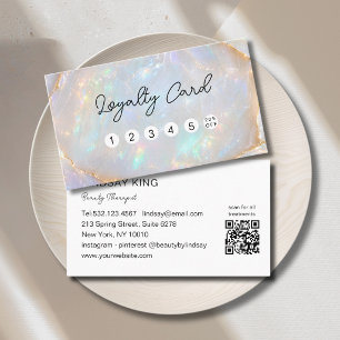 Opal Holografische Marmor QR Code 5 Treuekarte Terminkarte