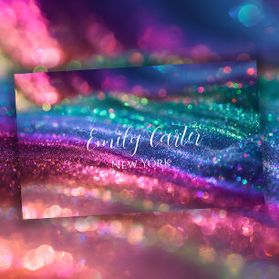 Opal Holografischer Glitter Girly Neonfarben Visitenkarte