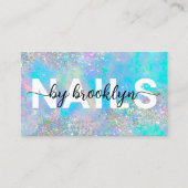 Opal Holographic Glitzer Script Nail Artist Visitenkarte (Vorderseite)