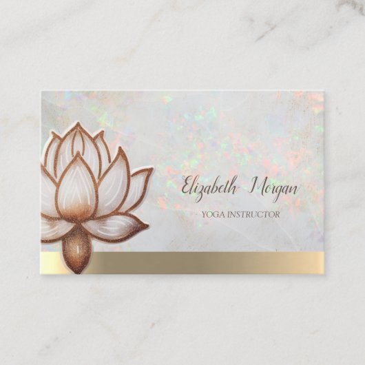 Opal Holographic Gold, Brown Lotus, Yoga Visitenkarte (Vorderseite)