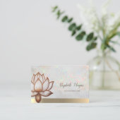 Opal Holographic Gold, Brown Lotus, Yoga Visitenkarte (Stehend Vorderseite)
