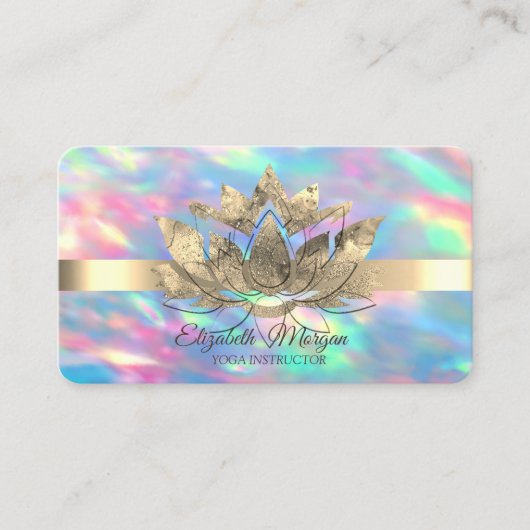 Opal Holographic, Gold Stripe, Lotus Visitenkarte (Vorderseite)