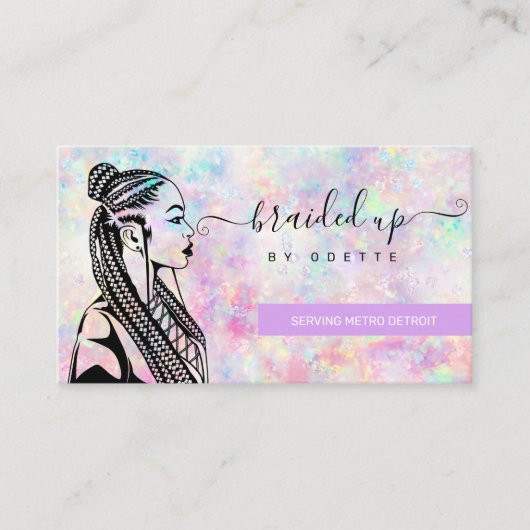 Opal Holographic Hair Braider Braid Salon Visitenkarte (Vorderseite)