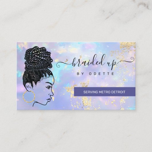 Opal Holographic Hair Braider Stylist Hair Salon B Visitenkarte (Vorderseite)