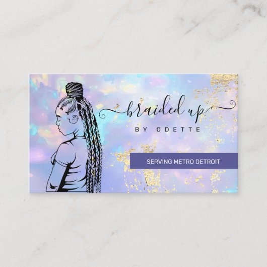 Opal Holographic Hair Braider Stylist Hair Salon Visitenkarte (Vorderseite)