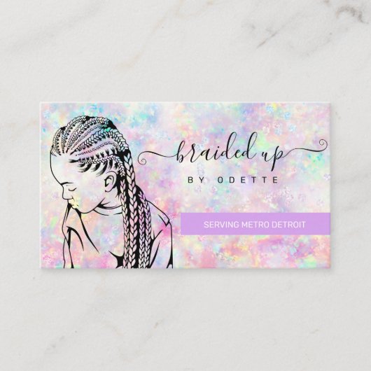 Opal Holographic Hair Braider Stylist  Visitenkarte (Vorderseite)