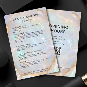 Opal Holographic Marble Salon QR-Code-Preisliste Flyer