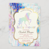 Opal Holographic Unicorn Baby Shower Einladung (Vorne/Hinten)