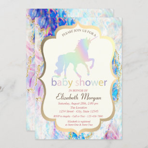 Opal Holographic Unicorn Baby Shower Einladung