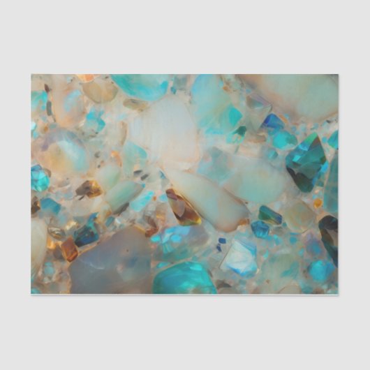 Opal Hübsch Blue Aqua Gem Stone Seidenpapier (Vorderseite)