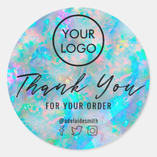 ・ Opal inspirierte Textur danke Runder Aufkleber