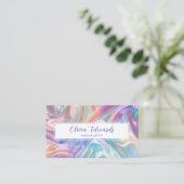 Opal Iridescent Script Violet QR Code Visitenkarte (Stehend Vorderseite)