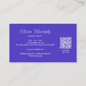 Opal Iridescent Script Violet QR Code Visitenkarte (Rückseite)