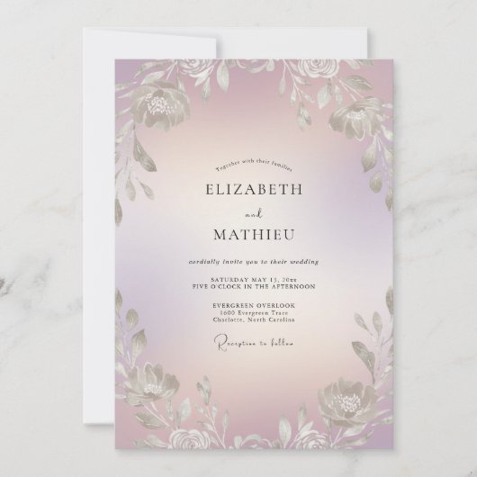 Opal-Laub-Eukalyptus-Hochzeit Einladung (Vorderseite)