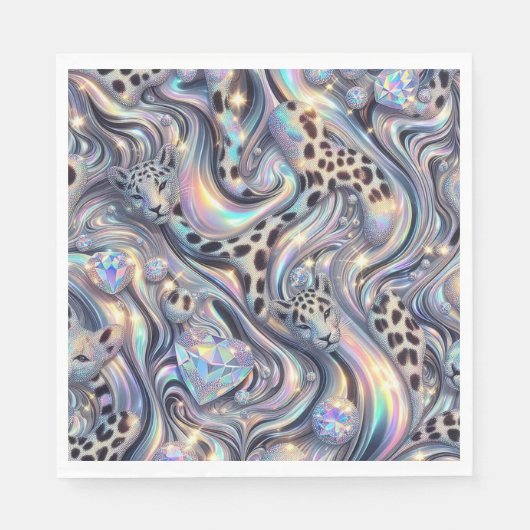 Opal Leopard Print Luxury Napkins Serviette (Vorderseite)