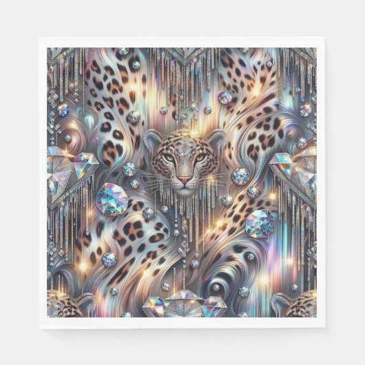 Opal-Leoparden-Druck Luxus-Servietten Serviette (Vorderseite)