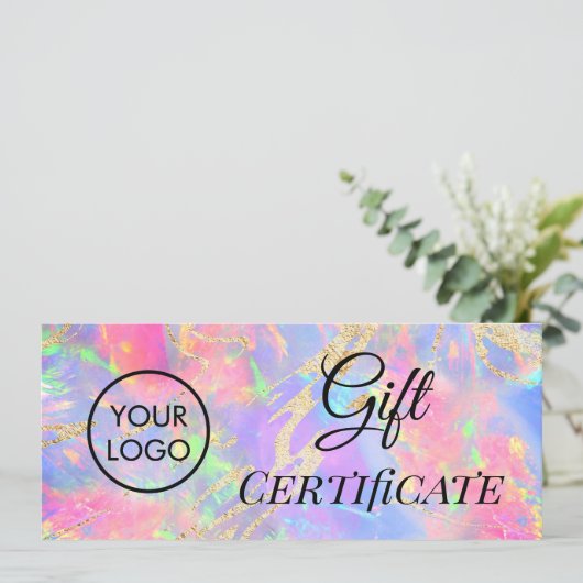 Opal-Logo-Geschenkgutschein in Neonfarben (Stehend Vorderseite)