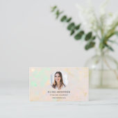 Opal-Minimalist-Foto mit QR-Code Social Media Visitenkarte (Stehend Vorderseite)