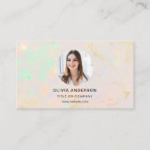 Opal-Minimalist-Foto mit QR-Code Social Media Visitenkarte (Vorderseite)