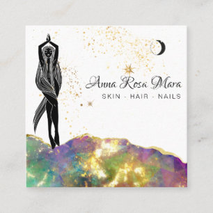 *~* Opal Opal Crystal Gold Glitzer QR Goddess Quadratische Visitenkarte