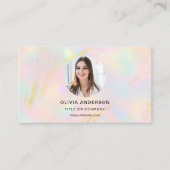 Opal Photo with QR Code Social Media Visitenkarte (Vorderseite)