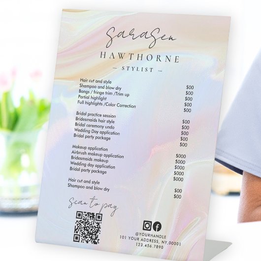Opal Price List Holographic Scan to Pay QR Code Sockelschild