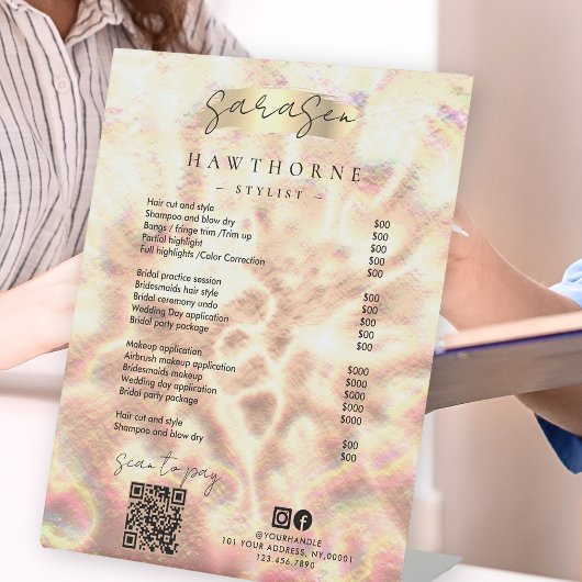 Opal Price List Rose Gold Scan to Pay QR Code Sockelschild