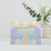 Opal Quartz Gem Save the Date Einladung Hochzeit Postkarte (Stehend Vorderseite)
