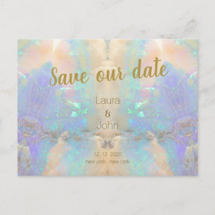 Opal Quartz Gem Save the Date Einladung Hochzeit Postkarte