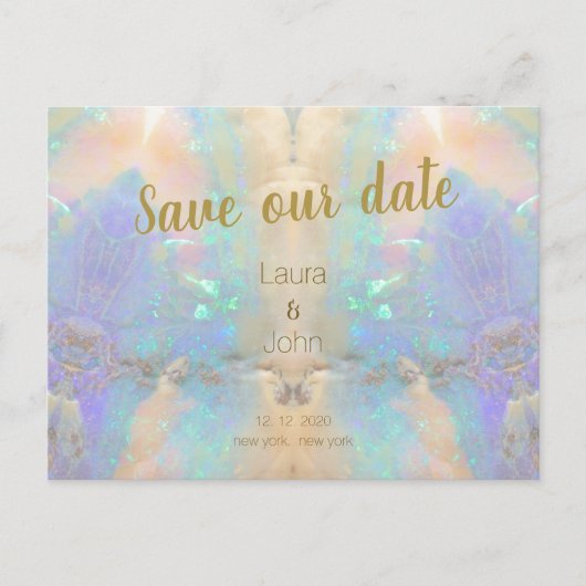 Opal Quartz Gem Save the Date Einladung Hochzeit Postkarte (Vorderseite)