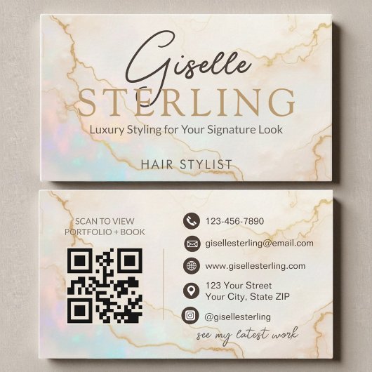 Opal Stein Friseur QR Code Visitenkarte
