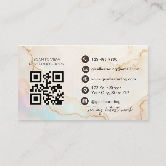 Opal Stein QR Code Visitenkarte (Rückseite)