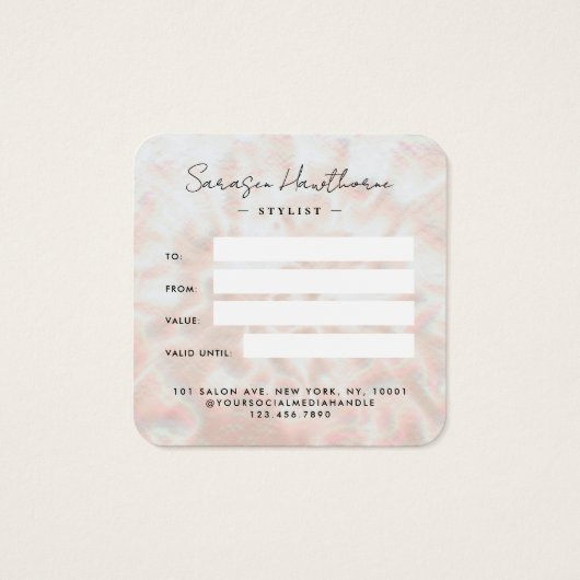 Opal Stone Background Geschenkzertifikat Monogram (Rückseite)