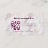 Opal Stone Custom QR Code Makeup Artist Elegant Visitenkarte (Rückseite)