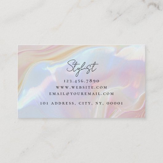 Opal Stone Elegant Luxury Script Name Monogram Visitenkarte (Rückseite)