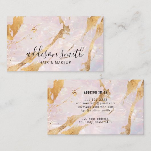 Opal Stone Gold Flux Holographic Visitenkarte (Vorne/Hinten)