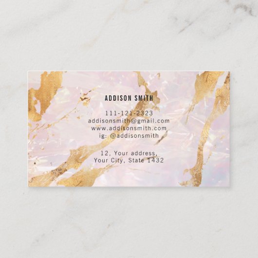 Opal Stone Gold Flux Holographic Visitenkarte (Rückseite)