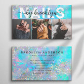 Opal Stone Iridescent Foto Typografie Nail Artist Visitenkarte